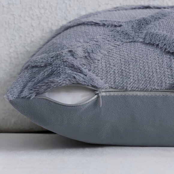 Decorative Pillow Covers Set Gray Soft Accent Couch Farmhouse Cottage Decor 18" - Picture 4 of 7